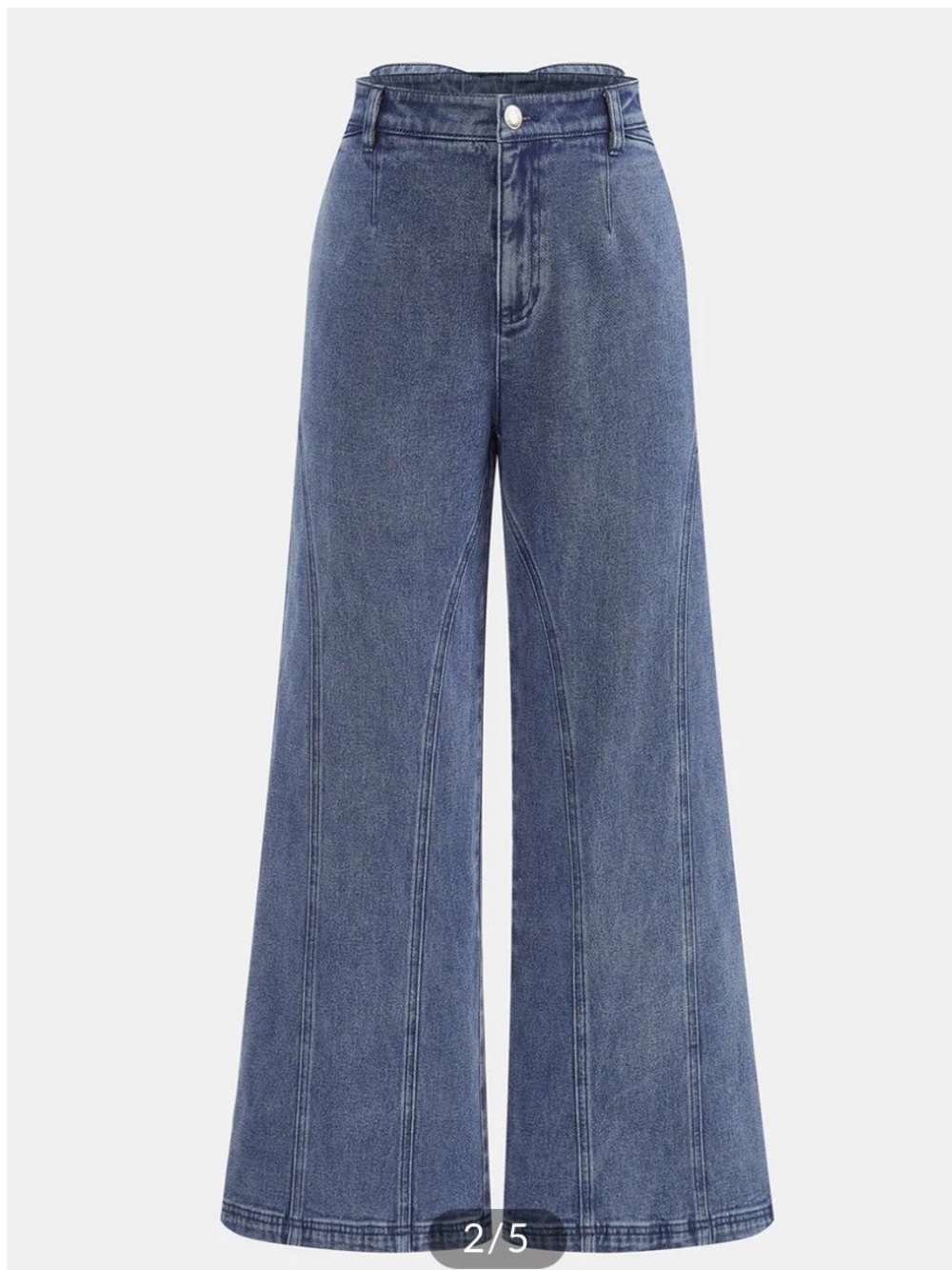 Commense Wide-Leg Flared Jeans in Blue Denim